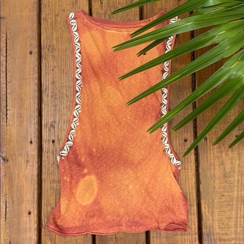 Free People cowery shell embroidered top